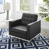 Loft Tufted Upholstered Faux Leather Armchair - No Shipping Charges MDY-EEI-3391-SLV-BLK