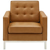 Modway Loft Tufted Button Faux Leather Upholstered Accent Armchair in Silver Tan MDY-EEI-3391-SLV-TAN