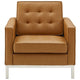 Modway Loft Tufted Button Faux Leather Upholstered Accent Armchair in Silver Tan MDY-EEI-3391-SLV-TAN
