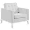 Modway EEI-3391- Loft Tufted Button Faux Leather Upholstered Accent Armchair in Silver White