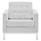 Loft Tufted Upholstered Faux Leather Armchair - No Shipping Charges MDY-EEI-3391-SLV-WHI