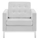 Loft Tufted Upholstered Faux Leather Armchair - No Shipping Charges MDY-EEI-3391-SLV-WHI
