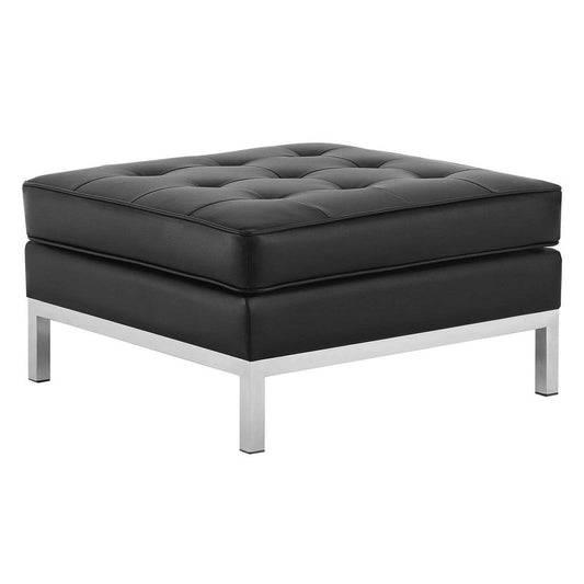 Loft Tufted Upholstered Faux Leather Ottoman - No Shipping Charges