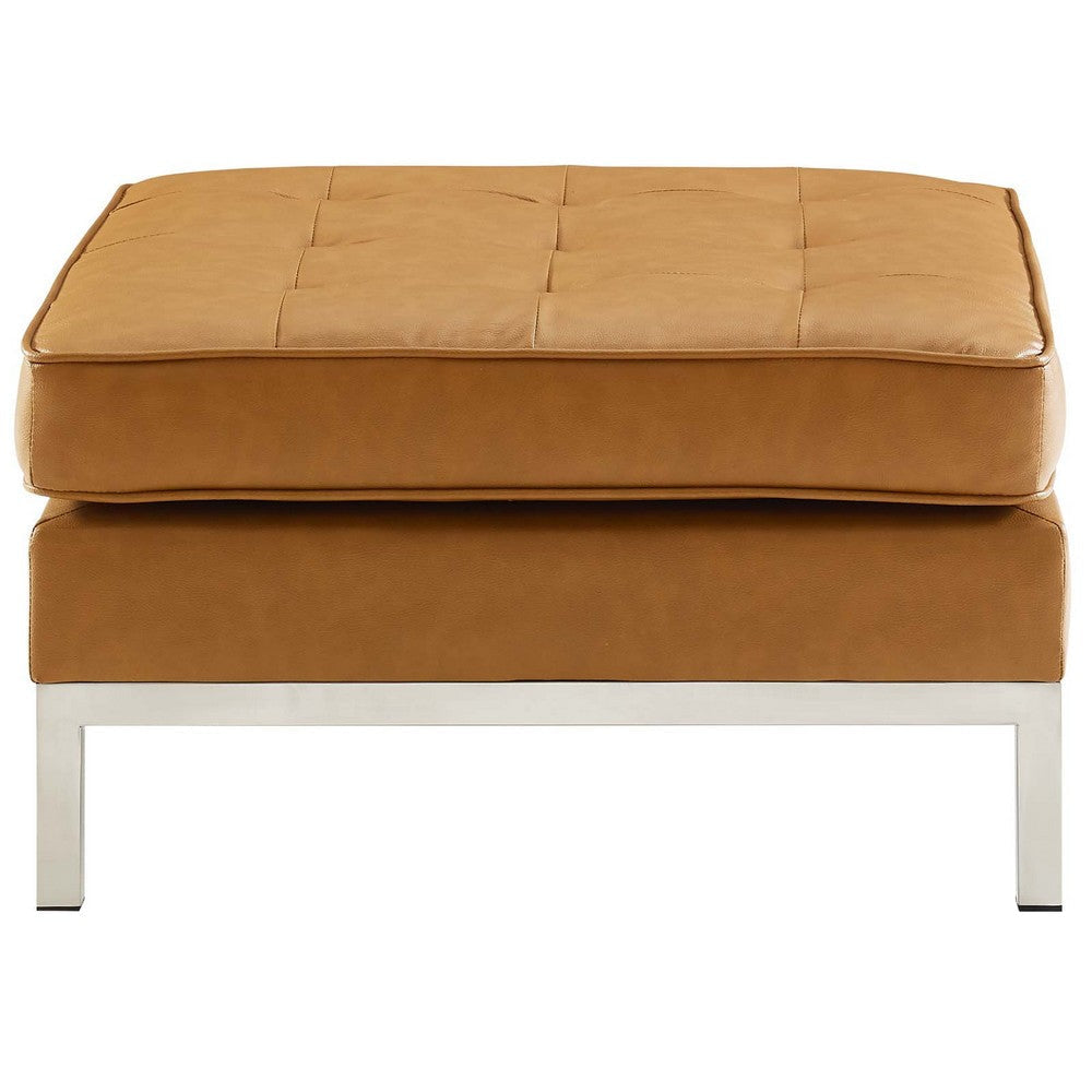 Loft Tufted Upholstered Faux Leather Ottoman - No Shipping Charges