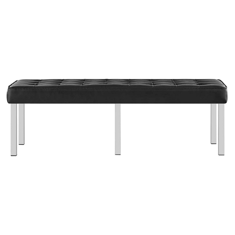 Loft Tufted Vegan Leather Bench by Modway| Black