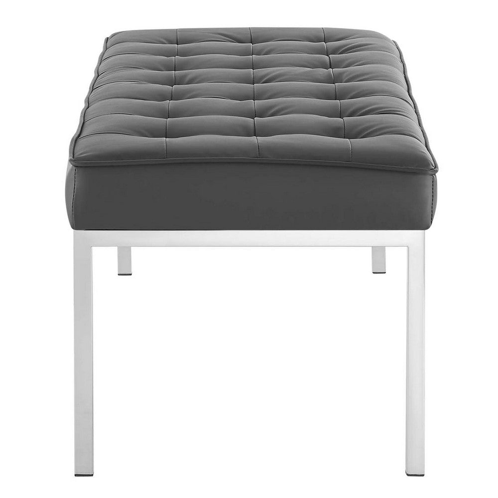 Loft Tufted Vegan Leather Bench by Modway| Black