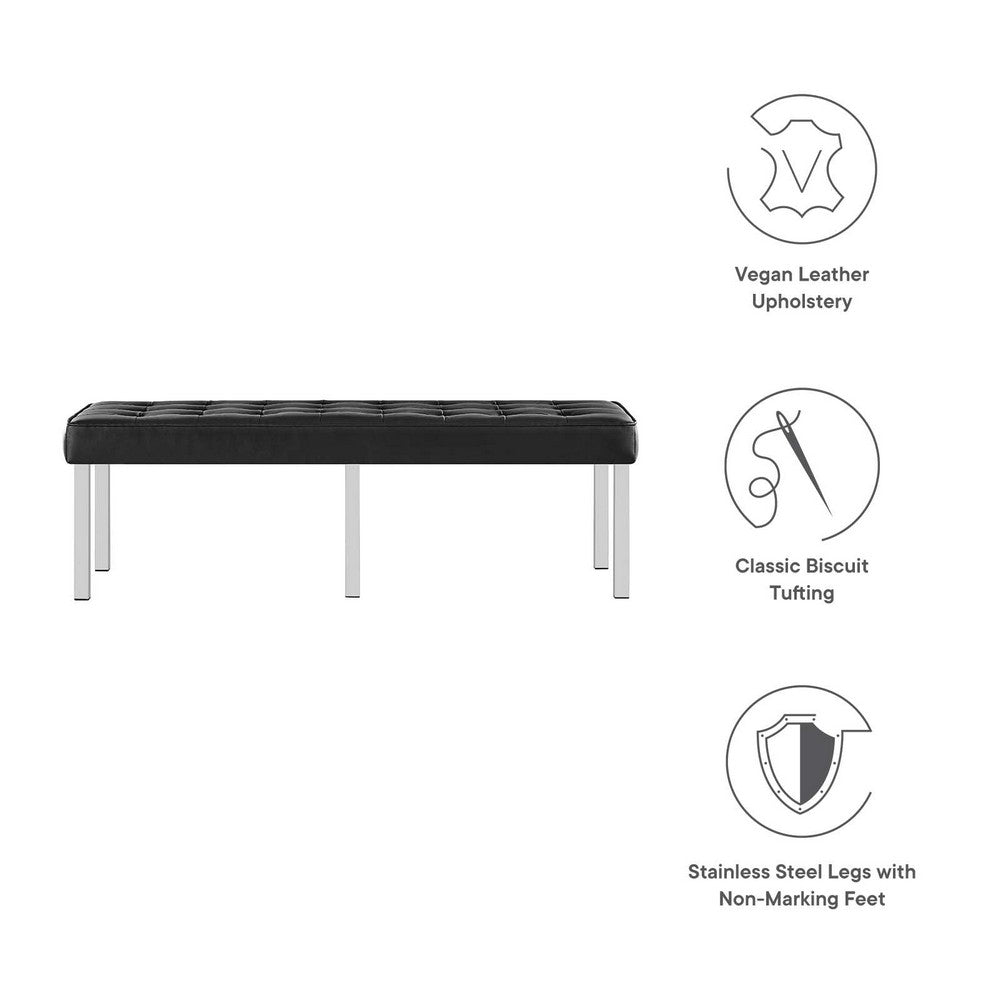 Loft Tufted Vegan Leather Bench by Modway| Black