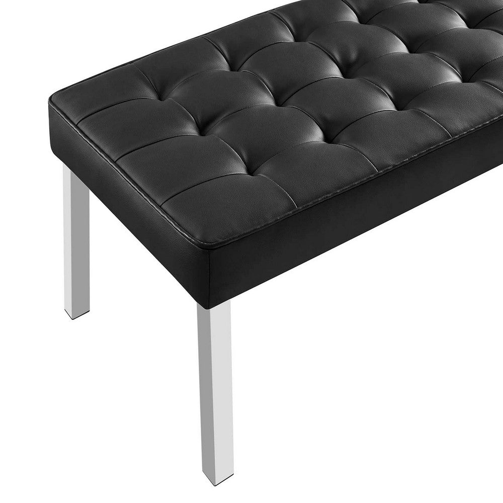 Loft Tufted Vegan Leather Bench by Modway| Black