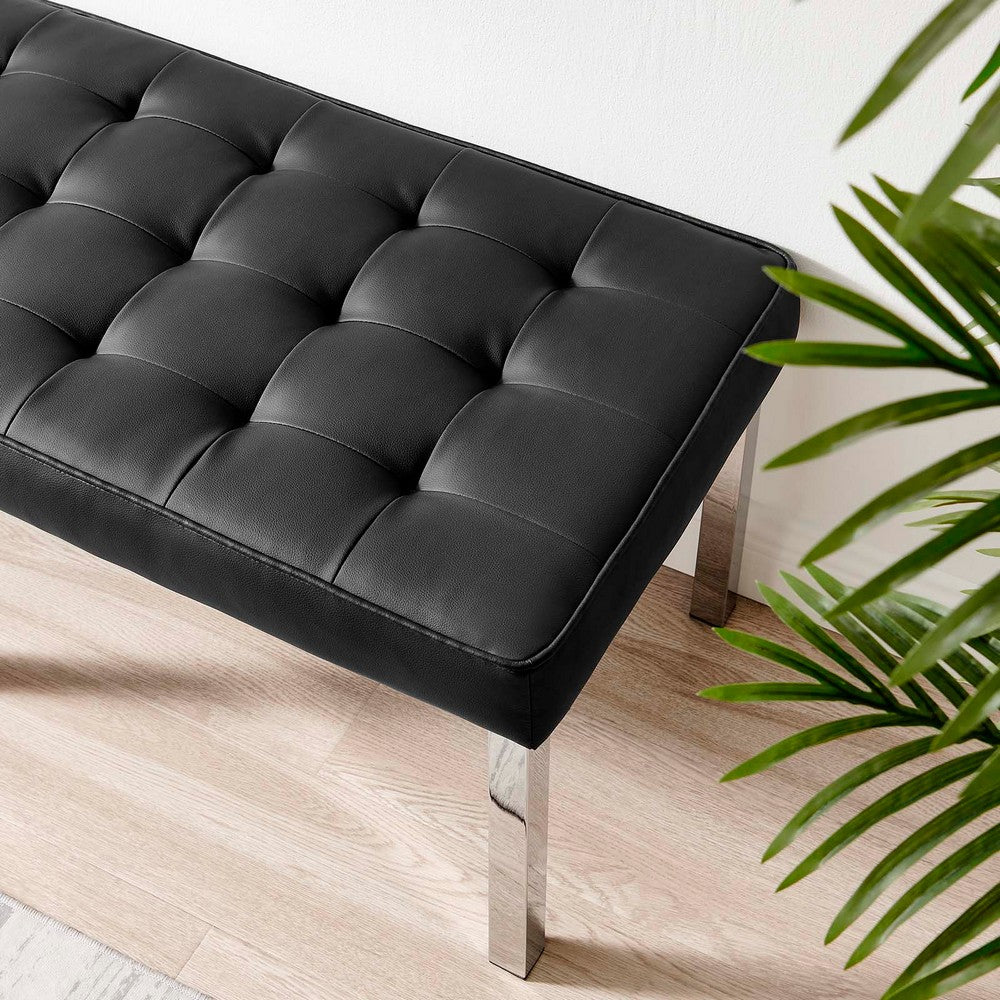 Loft Tufted Vegan Leather Bench by Modway| Black