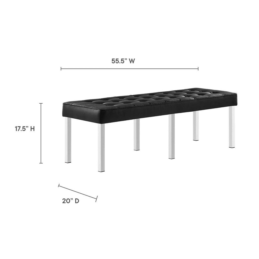 Loft Tufted Vegan Leather Bench by Modway| Black