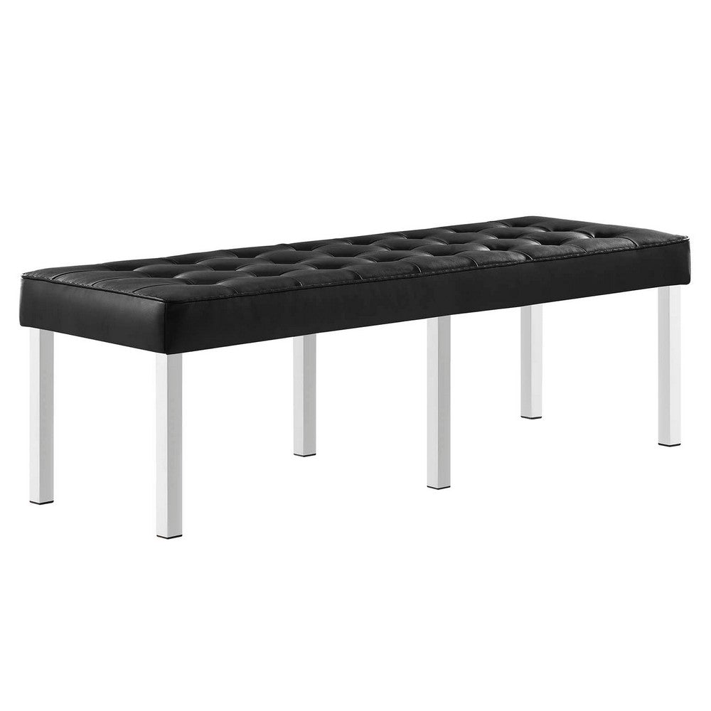 Loft Tufted Vegan Leather Bench by Modway| Black