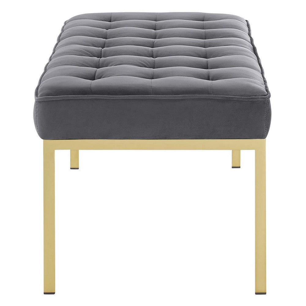 Loft Gold Stainless Steel Leg Large Performance Velvet Bench  - No Shipping Charges