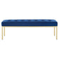 Modway Loft Tufted Button Performance Velvet Upholstered Large Accent Bench in Gold Navy 56 MDY-EEI-3399-GLD-NAV