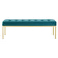 Modway Loft Tufted Button Performance Velvet Upholstered Large Accent Bench in Gold Teal 56 MDY-EEI-3399-GLD-TEA