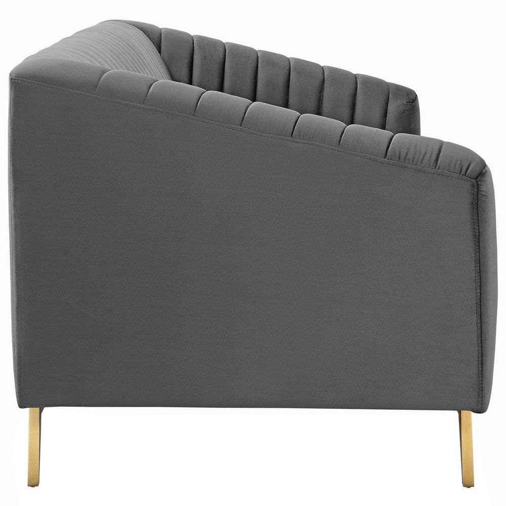 Modway Valiant Vertical Channel Tufted Performance Velvet Loveseat Gray MDY-EEI-3403-GRY