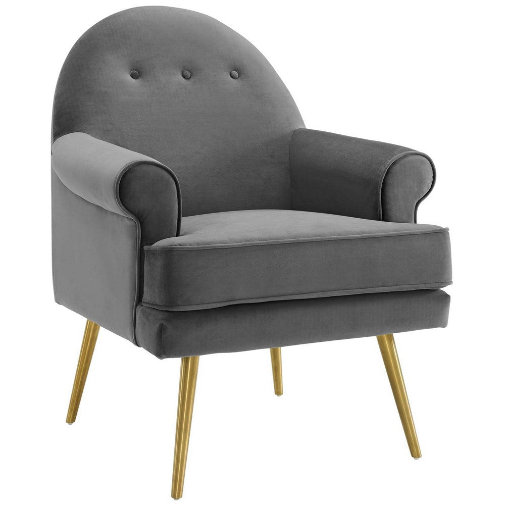 Revive Tufted Button Accent Performance Velvet Armchair  - No Shipping Charges