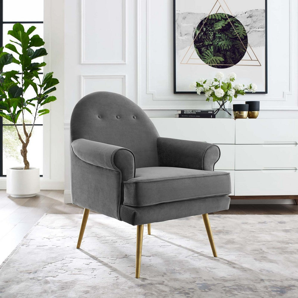 Revive Tufted Button Accent Performance Velvet Armchair  - No Shipping Charges