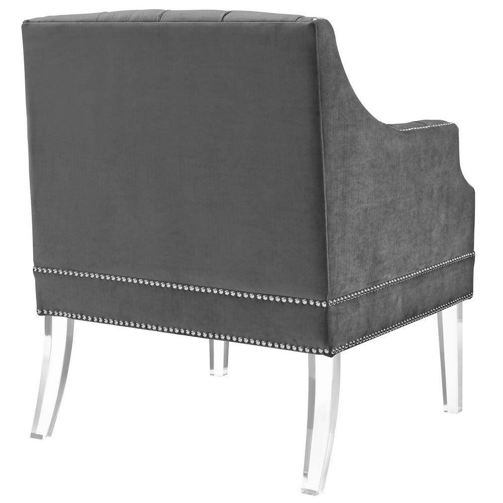 Proverbial Tufted Button Accent Performance Velvet Armchair  - No Shipping Charges