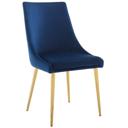 Modway Viscount Modern Accent Performance Velvet Dining Chair, Navy