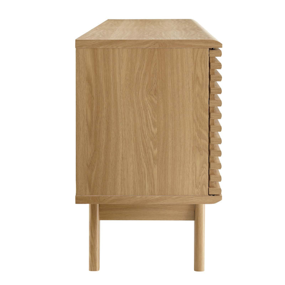Modway Render Mid-Century Modern Low Profile 71 Inch Media Console TV Stand in Oak 71’’