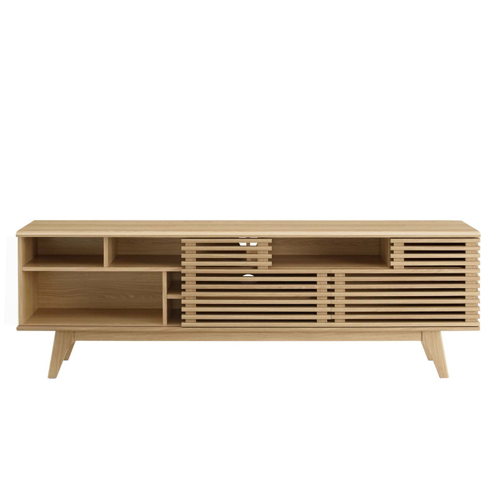 Modway Render Mid-Century Modern Low Profile 71 Inch Media Console TV Stand in Oak 71’’
