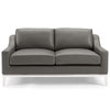 Modway Harness 64" Leather Loveseat in Gray with Stainless Steel Base