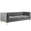 Modway Ingenuity Channel Tufted Performance Velvet Sofa with Gold Stainless Steel Legs in Gray MDY-EEI-3454-GRY