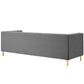 Modway Ingenuity Channel Tufted Performance Velvet Sofa with Gold Stainless Steel Legs in Gray MDY-EEI-3454-GRY