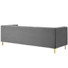 Modway Ingenuity Channel Tufted Performance Velvet Sofa with Gold Stainless Steel Legs in Gray MDY-EEI-3454-GRY