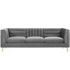 Modway Ingenuity Channel Tufted Performance Velvet Sofa with Gold Stainless Steel Legs in Gray