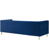 Modway Delight Tufted Button Performance Velvet Tuxedo Sofa with Gold Stainless Steel Legs in Navy MDY-EEI-3455-NAV