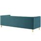 Modway Delight Tufted Button Performance Velvet Tuxedo Sofa with Gold Stainless Steel Legs in Sea MDY-EEI-3455-SEA