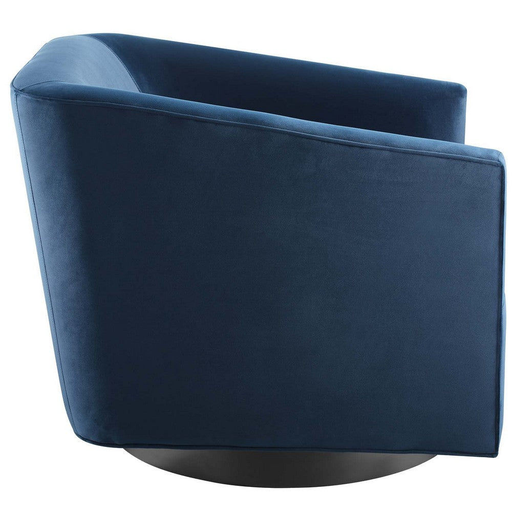 Modway Twist Performance Velvet Accent Lounge Living Room Swivel Chair in Midnight Blue MDY-EEI-3456-MID