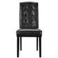 Modway Perdure Modern Tufted Faux Leather Upholstered Parsons Four Dining Chairs in Black MDY-EEI-3464-BLK