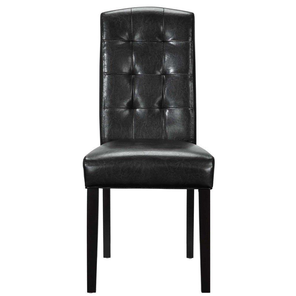 Modway Perdure Modern Tufted Faux Leather Upholstered Parsons Four Dining Chairs in Black MDY-EEI-3464-BLK