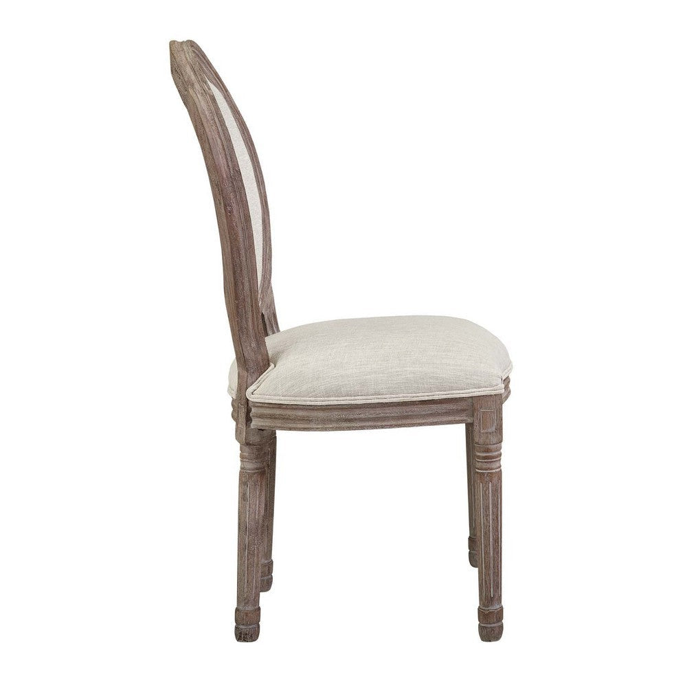 Modway Emanate French Vintage Upholstered Fabric Two Dining Side Chairs in Beige MDY-EEI-3467-BEI