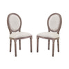 Modway Emanate French Vintage Upholstered Fabric Two Dining Side Chairs in Beige