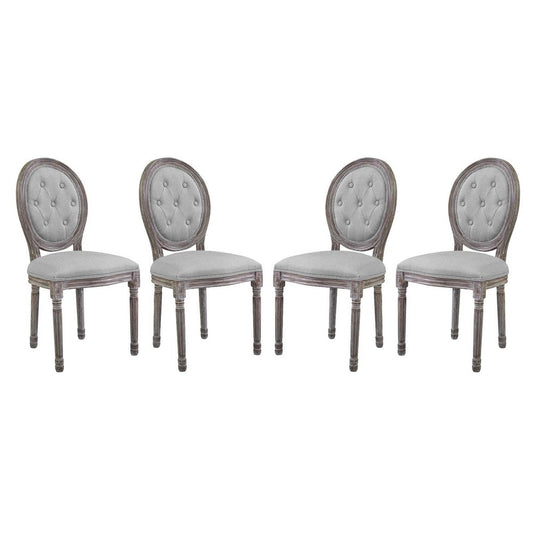 Arise Upholstered Fabric Dining Side Chair Set of 4 by Modway| Gray