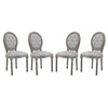 Arise Upholstered Fabric Dining Side Chair Set of 4 by Modway| Gray