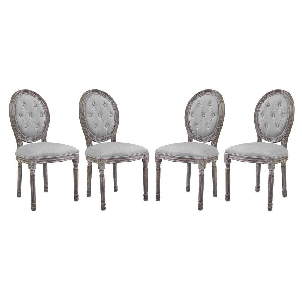 Arise Upholstered Fabric Dining Side Chair Set of 4 by Modway| Gray