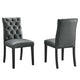 Modway Duchess Modern Tufted Button Faux Leather Upholstered Parsons Two Dining Chairs in Gray