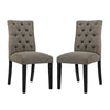 Modway Duchess Modern Tufted Button Upholstered Fabric Parsons Two Dining Chairs in Granite