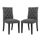 Modway Duchess Modern Tufted Button Upholstered Fabric Parsons Two Dining Chairs in Gray