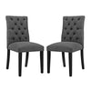 Modway Duchess Modern Tufted Button Upholstered Fabric Parsons Two Dining Chairs in Gray