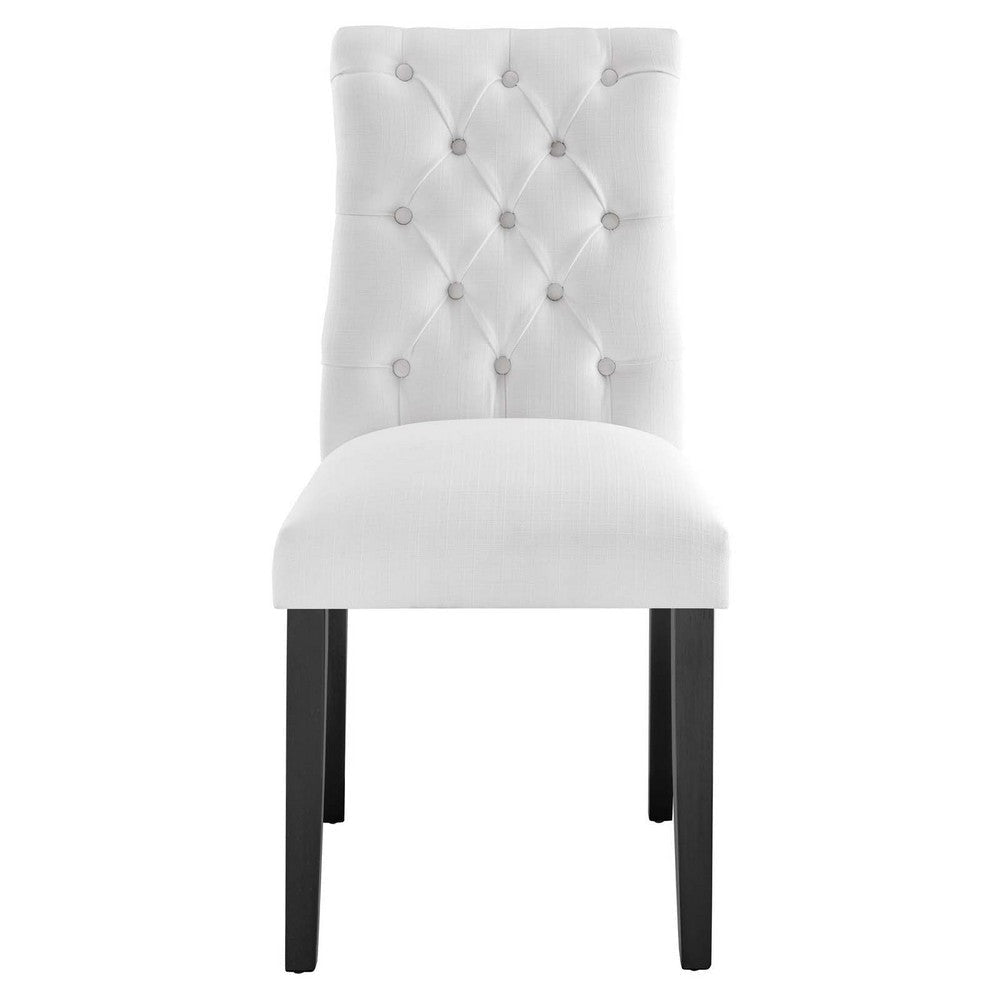 Modway Duchess Modern Tufted Button Upholstered Fabric Parsons Two Dining Chairs in White MDY-EEI-3474-WHI