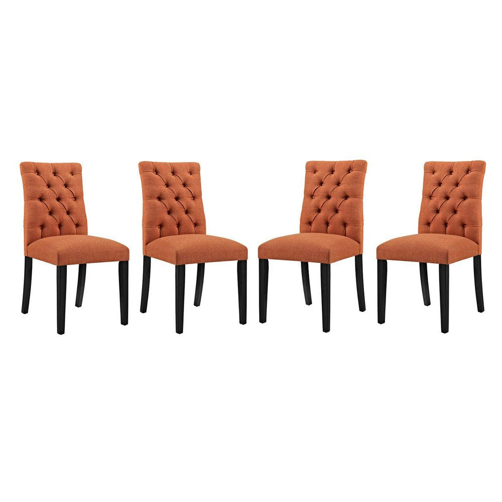 Modway Duchess Fabric Set of 4, Four Dining Chairs, Orange