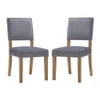 Modway Oblige Modern Performance Velvet Upholstered Two Dining Chairs with Nailhead Trim in Gray