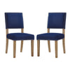 Modway Oblige Modern Performance Velvet Upholstered Two Dining Chairs with Nailhead Trim in Navy