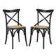Modway Gear Rustic Modern Farmhouse Elm Wood Rattan Two Dining Chairs in Black