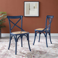 Modway Gear Side Set of 2, Two Dining Chairs, Midnight Blue